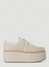 Max Mara 70mm Bilbao Woven Canvas Wedges In Cream
