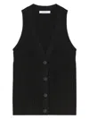 Max Mara Bimba V Neck Button Front Top In Black