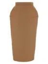 Max Mara Babele Dart-detail Brushed Midi Skirt In Neutral