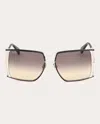 Max Mara 68mm Gradient Oversize Rectangular Sunglasses In Black/smoke