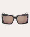 Max Mara Women's Black Horn & Roviex Spark 6 Square Sunglasses In Black Horn/roviex