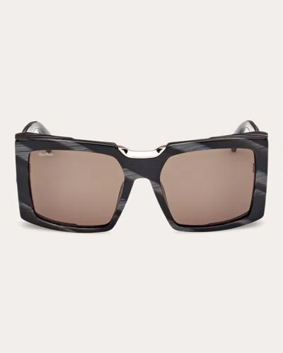 Max Mara Women's Black Horn & Roviex Spark 6 Square Sunglasses In Black Horn/pale Gold/olive