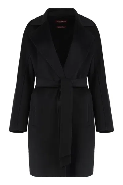 MAX MARA BLACK NOTCH LAPEL WOOL COAT