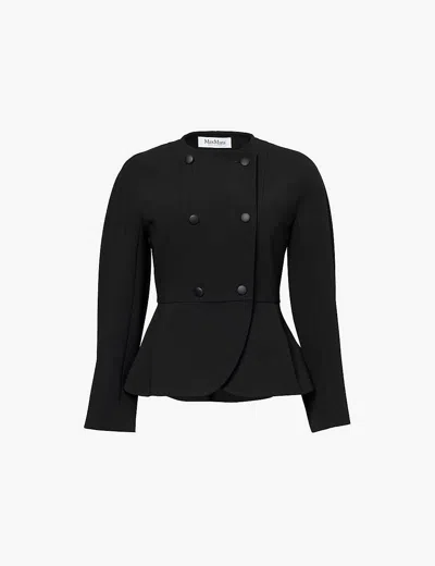 Max Mara Womens Black Seggio Inverted-lapel Regular-fit Woven Jacket