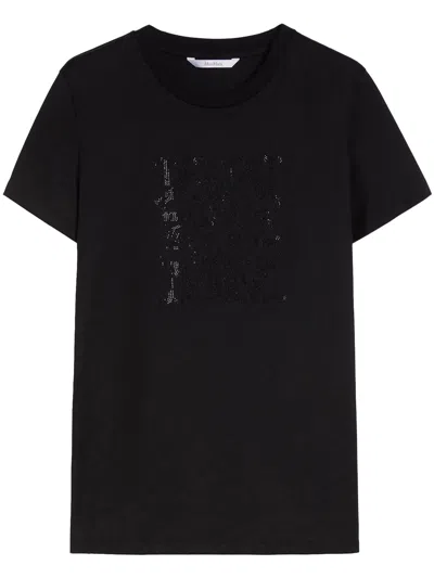 Max Mara Logo Embroidered Crewneck T-shirt In Black