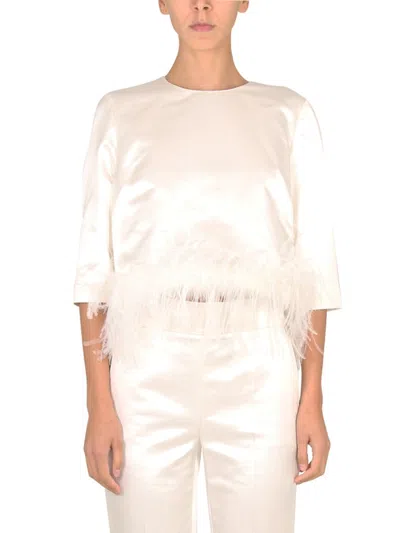 Max Mara Cerwneck Cropped Top In White