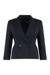 Max Mara Women Blue Doube Breasted Crop Blazer In Blue
