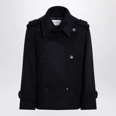 Max Mara Women's Blue Double-breasted Wool Coat