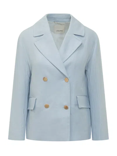 MAX MARA WOMEN BLUE SOLID NOTCHED LAPEL BLAZER, XS LUXURY BLAZERS FOR WOMEN DARVEYS
