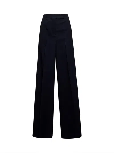 Max Mara Women Blue Wool Cordonet Osol Trousers In Black
