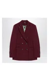 Max Mara Bordeaux Double-breasted Jacket In Wool