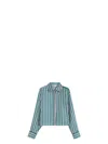 Max Mara Brama Stripe Crop Silk Button-up Shirt