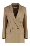 Max Mara Linen Jacket With Lapel Collar And Pockets In Brown