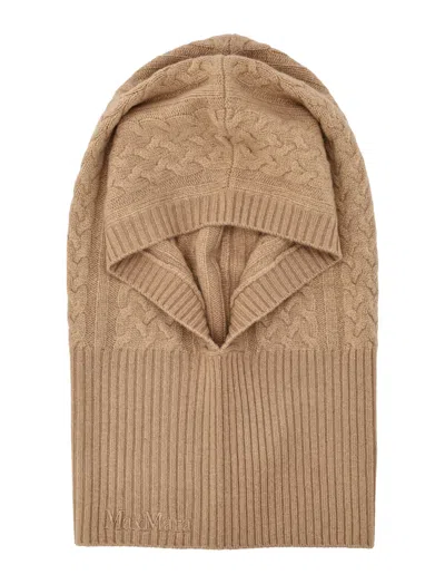Max Mara Women Brown Logo Balaclava Hat