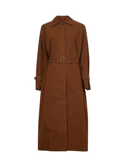 Max Mara Women Brown Stretch Gabardine Epoche Trench Coat