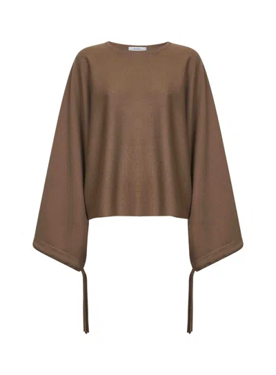 Max Mara Women Brown Wool Knit Frais Cropped Sweater