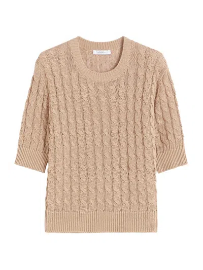 Max Mara Women's Cable Knit Linen Sweater In Brown