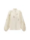 Max Mara Caladio Long-sleeved Shirt With All-over Embroidery In Multicolor