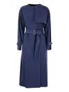 Max Mara Calao Long Denim Trench Coat In Blue