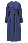 Max Mara Calao Long Denim Trench Coat In Blue