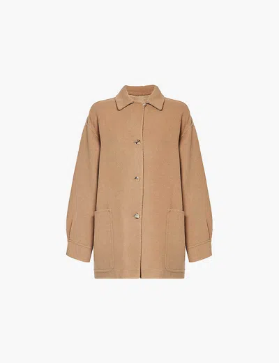 Max Mara Womens Camel Aldo Patch-pocket Relaxed-fit Wool Coat