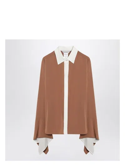 MAX MARA WOMEN'S CAMEL SILK COLOUR-BLOCK SHIRT
