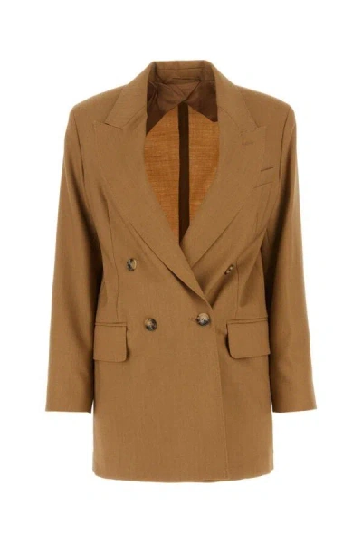 Max Mara Women Camel Twill Mirko Blazer In Brown