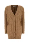 Max Mara Women Camel Wool Blend Calotta Cardigan