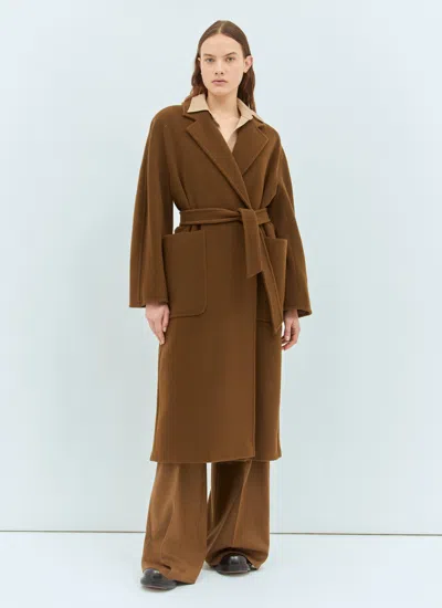 Max Mara Women Camelwool Robe Coat In Brown