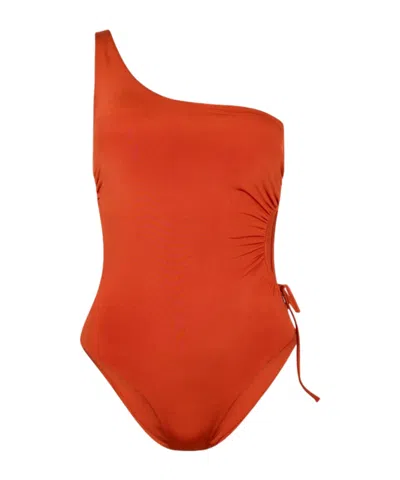 Max Mara Canarie One-shoulder Cutout Swimsuit In Red
