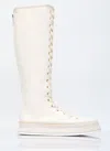 Max Mara Canvas Lace-up Boots In White