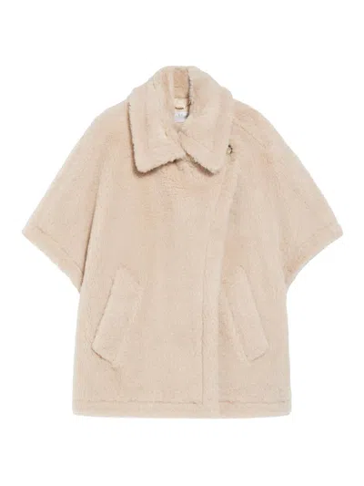 Max Mara Women's Cape In Alpaca And Wool Teddy Fabric In Sand