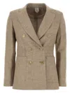 Max Mara Clay-coloured Double-breasted Jacket In Cotton