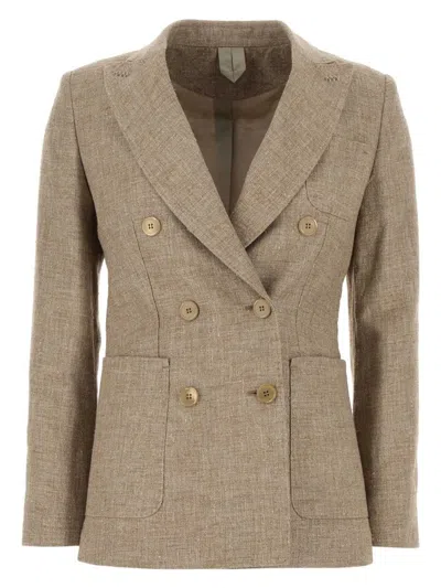 MAX MARA WOMEN'S CAPPUCCINO LINEN BLEND TARGA BLAZER