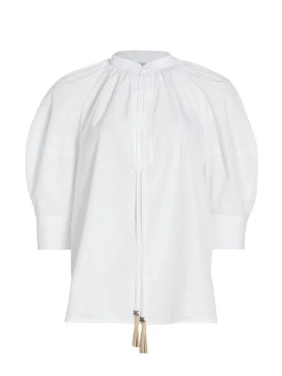 Max Mara Women's Capri Cotton Balloon-sleeve Shirt In Optical White