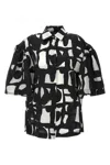 Max Mara Carella Abstract-print Puff-sleeve Collared Shirt In Multicolor