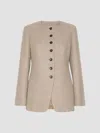 Max Mara Wool Single-breasted Collarless Jacket In Brown