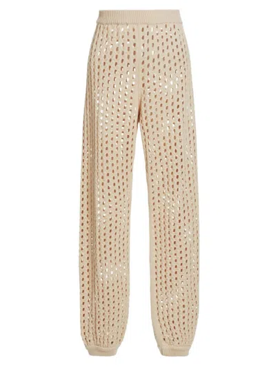 Max Mara Women's Cecina Crochet Jogger Pants In Beige