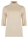 Max Mara Cecina Virgin Wool Turtleneck Sweater In Beige