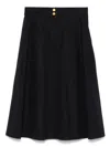 Max Mara Flared High-waisted A-line Skirt Button Belt In Black