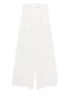 Max Mara Wide-leg High Waist Trousers With Vertical Stripes In White