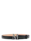Max Mara Adjustable Smooth Finish Belt With Metallic Buckle In Black