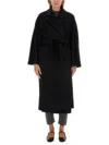 Max Mara Blue Cashmere Oversized Coat In Black