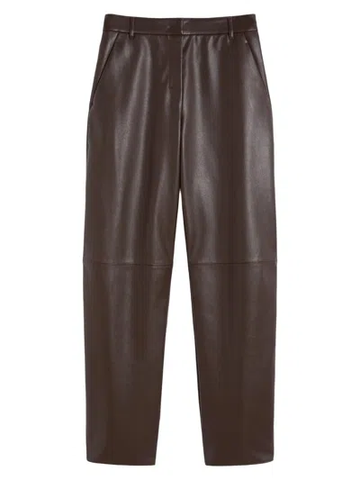Max Mara Women's Coated Fabric Barrel Leg Trousers In Brown