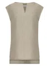 Max Mara Beige Flaxlinen Dress With V-neckline