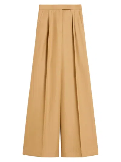 MAX MARA WOMEN'S CORTE PLEATED COTTON WIDE-LEG PANTS