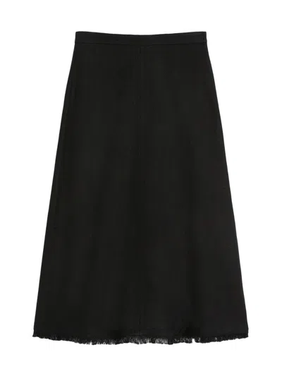 Max Mara Women's Cotton And Linen Basketweave Skirt In Black