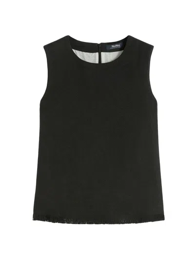 Max Mara Women's Cotton And Linen Basketweave Top In Black