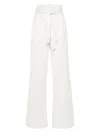 Max Mara Cotton And Silk Blend Trousers In White