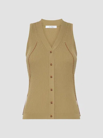 Max Mara Women's Cotton And Viscose Yarn Gilet In Kakhi